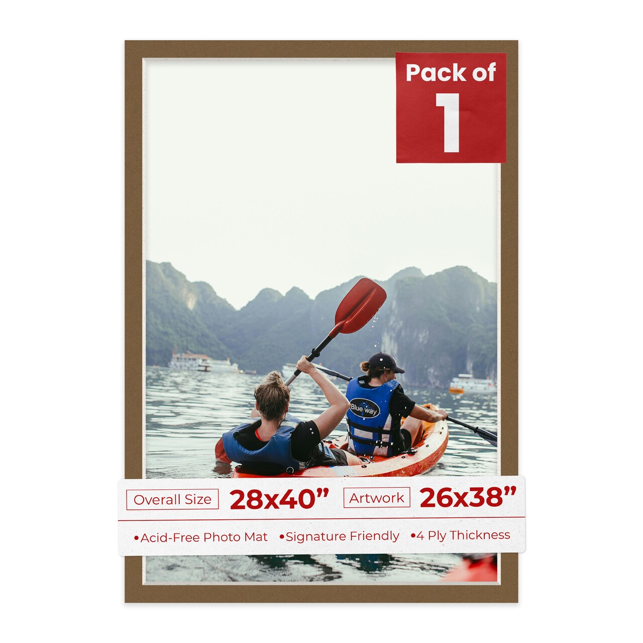 Aged Oak Brown Mat Board for 28x40 Frames - Fits 26x38 Photos